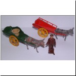 Charbens No.24 Costermonger's Donkey Carts, post-war - lead version (left), diecast version (right)